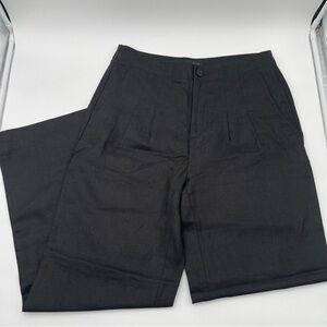 New Banana Republic Womens 10 Straight-Leg Pleated Linen Pant Black Workwear
